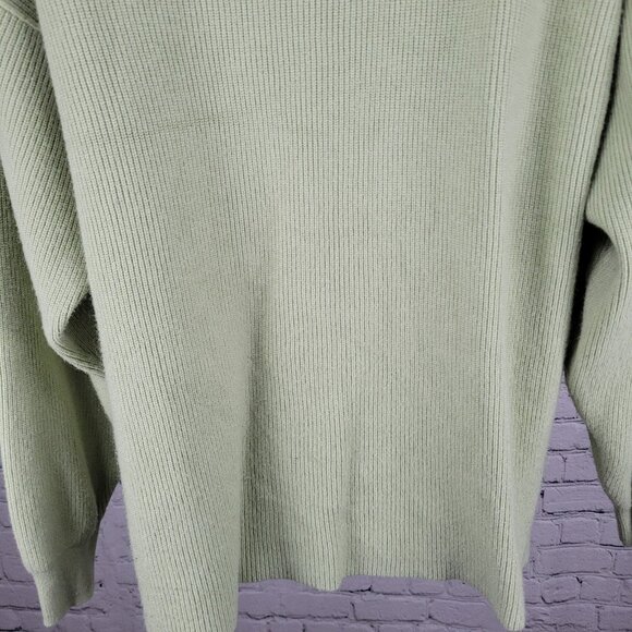 Free People Green Knit Oversized Pullover Turtleneck Sweater Size Medium M - Picture 8 of 11